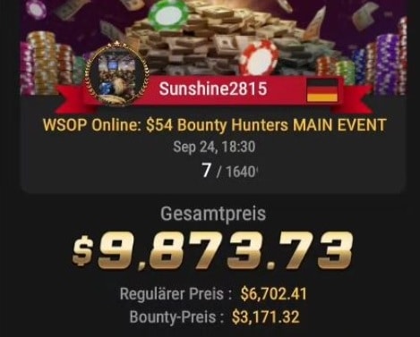 Sunshine2815 belegt Platz sieben beim Bounty Hunters Main Event